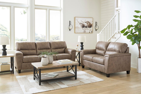 Dark Brown Faux Leather Loveseat