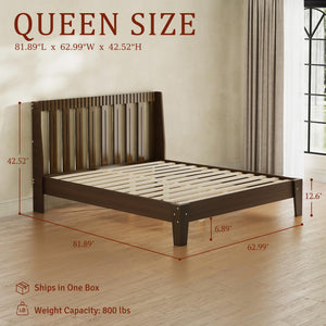 Wood Platform Bed Frame with Fluted Headboard | Queen & King