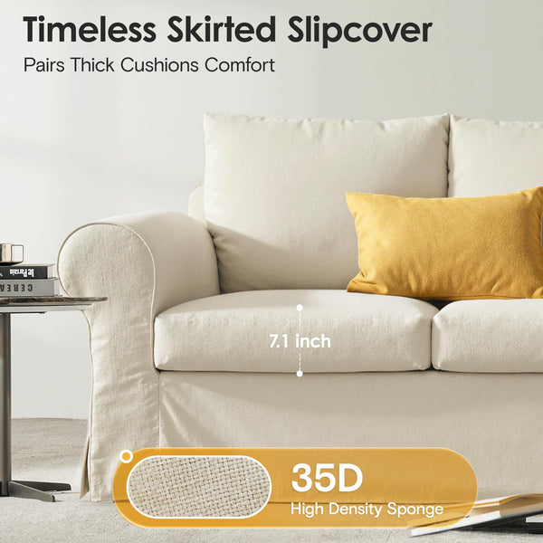 3-Seater Sofa with Removable Slipcover & High Back Support