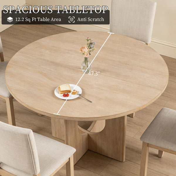 5-Piece Round Dining Table Set with 4 Upholstered Chairs