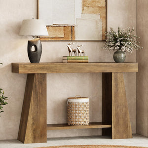 47-Inch 2-Tier Farmhouse Console Table with Storage Shelf