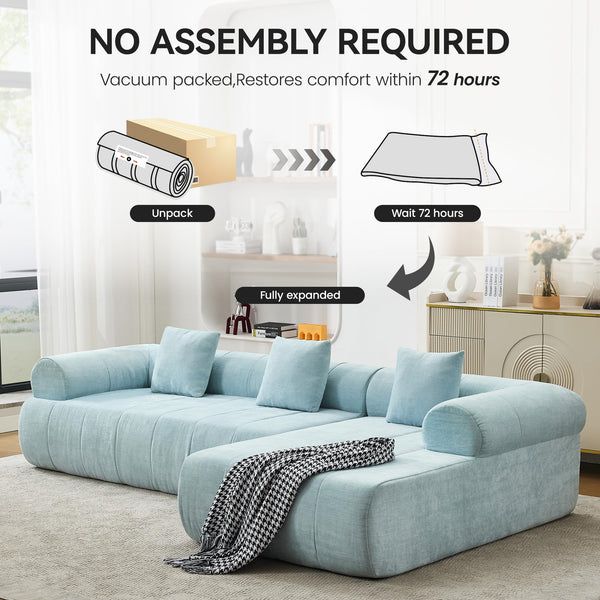 119" Modular Sectional Sofa with Chaise – Chenille, No Assembly