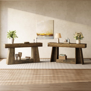 63" Farmhouse Console Table with Storage