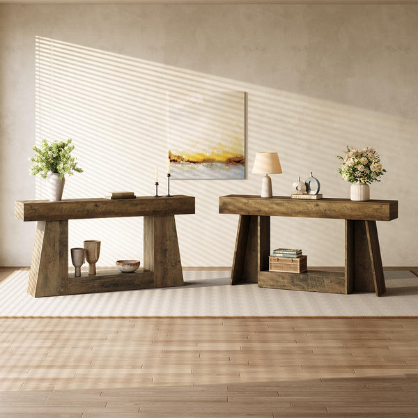 63" Farmhouse Console Table with Storage