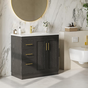 36-Inch Black Bathroom Vanity with Sink