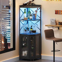 5-Tier Corner Bar Cabinet with LED Lights