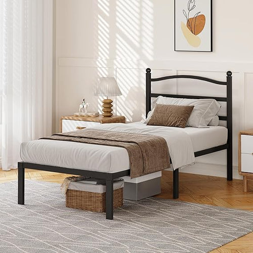 14-Inch Metal Platform Bed Frame with Headboard