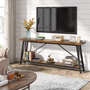 LITTLE TREE 70.9 Inch Long Entryway Console Table, Industrial Behind Sofa Couch Table for Living Room