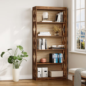 5-Tier Vintage Bookshelf 69.9" Freestanding Bookcase