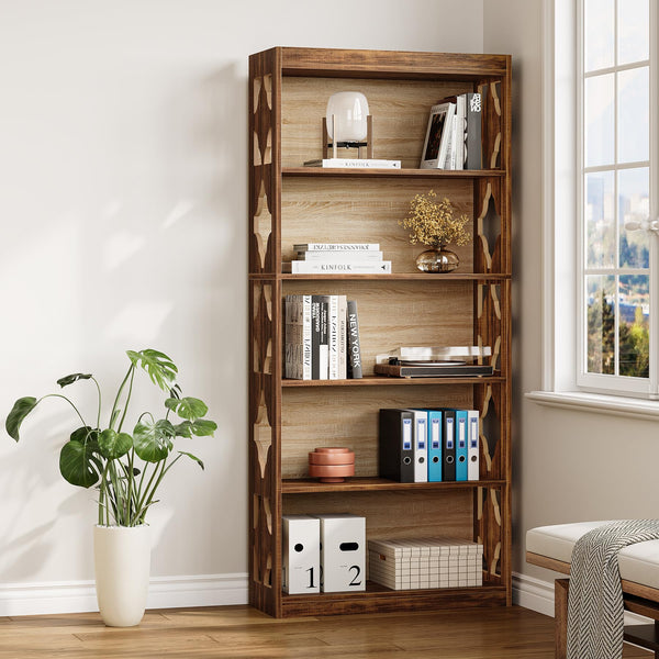 5-Tier Vintage Bookshelf 69.9" Freestanding Bookcase