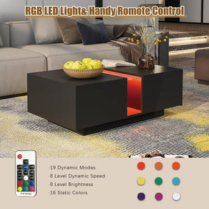 LED Coffee Table with Storage & Sliding Drawers