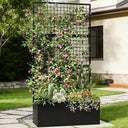 Metal Raised Garden Bed with Trellis & Privacy Screen – Outdoor Planter Box