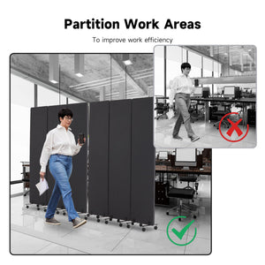 3-Panel Freestanding Room Divider with Sliding & Fixed Feet