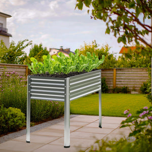 Galvanized Raised Garden Bed with Legs 48x18x31.5", Elevated Metal Planter Box, Set of 2