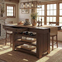 60-Inch Counter Height Dining Table with Wine Rack and Storage Shelves