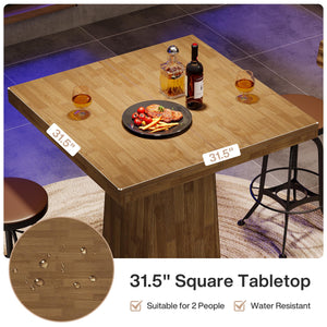 Square Bar Table – 31.5" Industrial Counter Height Pub Table