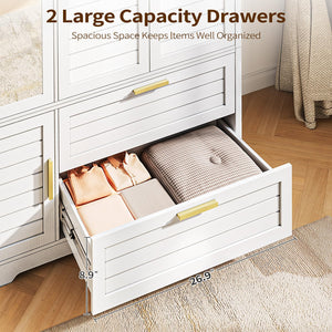 Mirrored Armoire Wardrobe Closet with Drawers