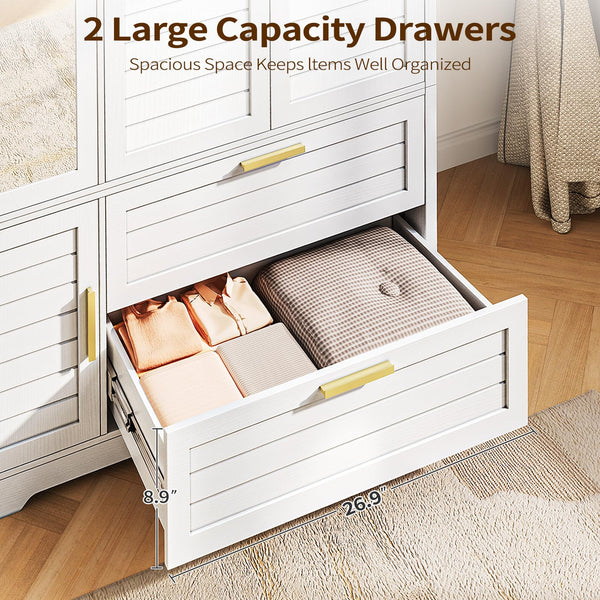Mirrored Armoire Wardrobe Closet with Drawers