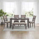 6-Piece Transitional Dining Table Set with Bench