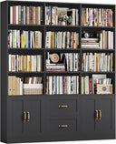 71" Tall Triple Wide Bookshelf with Doors & Drawers