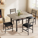 5-Piece Extendable Dining Table Set with PU Leather Chairs & Storage Rack