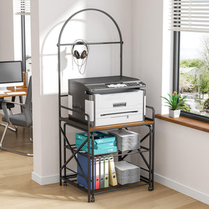 Large Printer Stand with 3-Tier Storage Shelf and Wheels