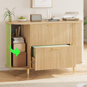 2-Drawer Filing Cabinet with Sliding Door Storage