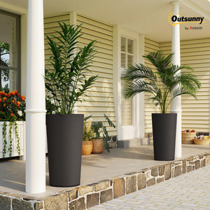Tall Round Planters Set of 2 — 29" Outdoor & Indoor, PP, DIY Drainage