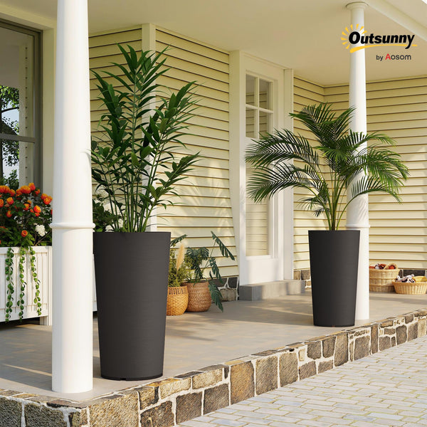 Tall Round Planters Set of 2 — 29" Outdoor & Indoor, PP, DIY Drainage