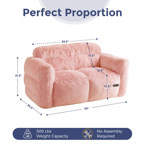 Giant Bean Bag Chair – Fluffy Faux Fur Loveseat Floor Sofa