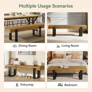 63" Farmhouse Entryway Bench with Metal Legs
