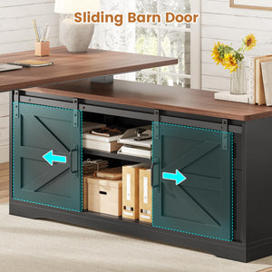 L-Shaped Standing Desk with Storage Drawers & Power Outlets