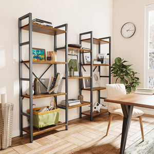 Industrial Ladder Bookshelf with Adjustable Shelves