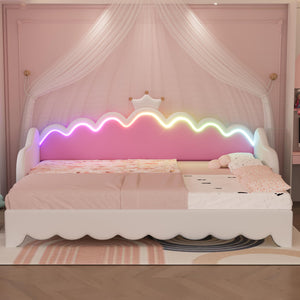 Twin Princess Daybed with Crown Headboard & LED Lights