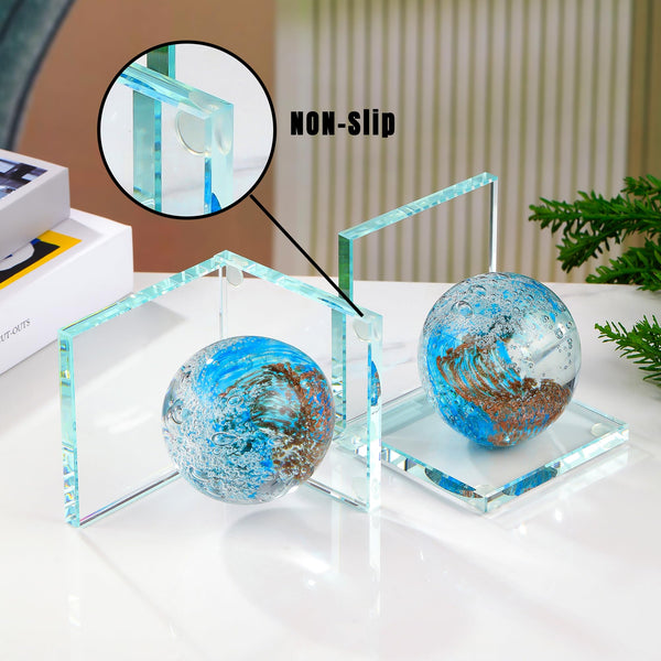 Glass Sea Wave Bookends Set of 2