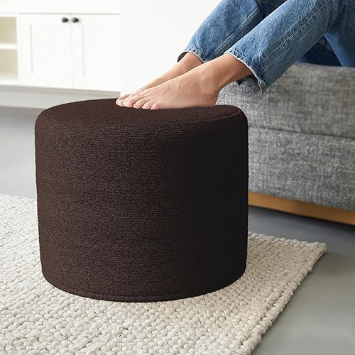 Round Boucle Pouf Ottoman Footrest