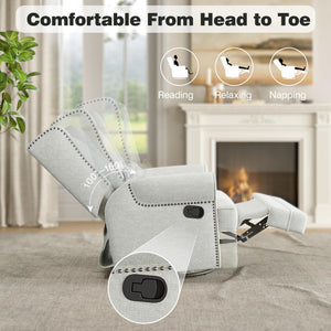 Swivel Glider Recliner Chair with Footrest & Lumbar Pillow