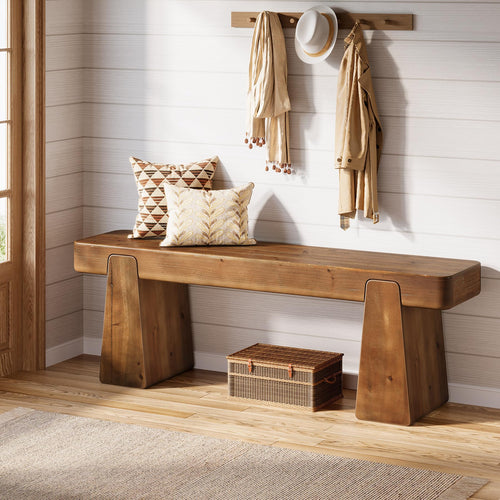 47-Inch Solid Wood Farmhouse Entryway Bench