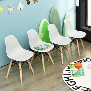 Kids Mini DSW Chair Set of 4 with Wood Legs & Curved Backrest