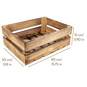 Large Wooden Flamed Storage Box with Lid