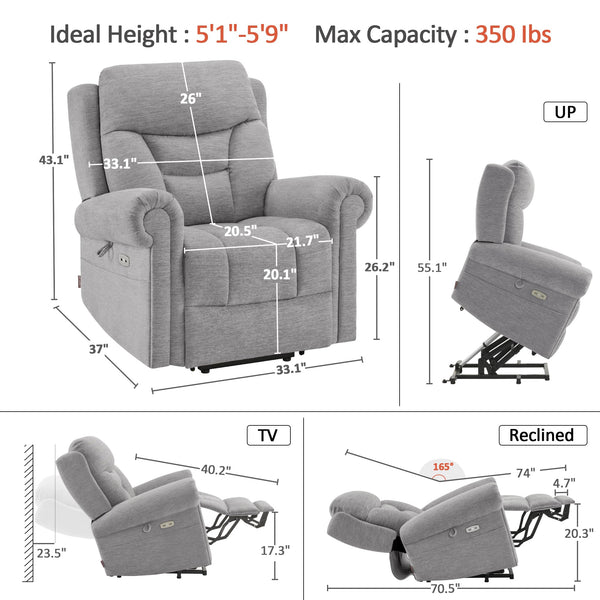 Power Lift Recliner Chair with Massage & Heating