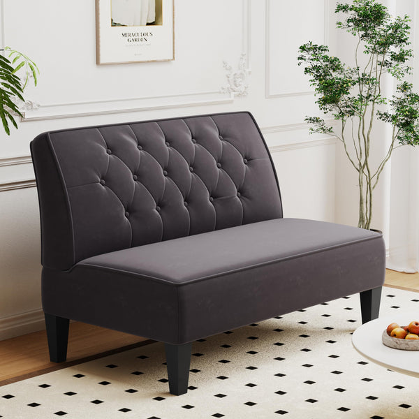 Button Tufted Loveseat Settee Bench – Velvet Upholstered 2-Seat Sofa