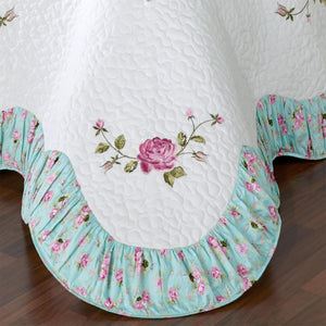 Rose Garden Grande King Bedspread White