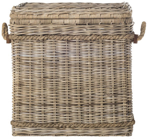 Grey Rattan Storage Hamper with Iron Frame