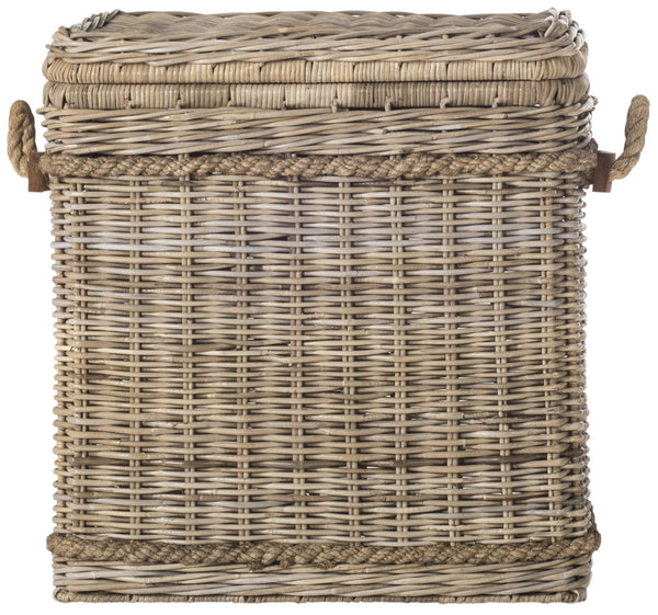 Grey Rattan Storage Hamper with Iron Frame