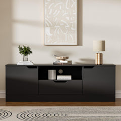 Housoul TV Stand for 55/60/65 Inch TV, Entertainment Center with 2 Doors & Drawer, Media TV Console Table with Storage Cabinet for Living Room, Bedroom, Black