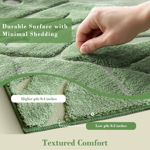 Green Monstera High-Low Plush Area Rug