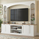 Arched Entertainment Center TV Stand with Bookshelf – Fits TVs up to 70"