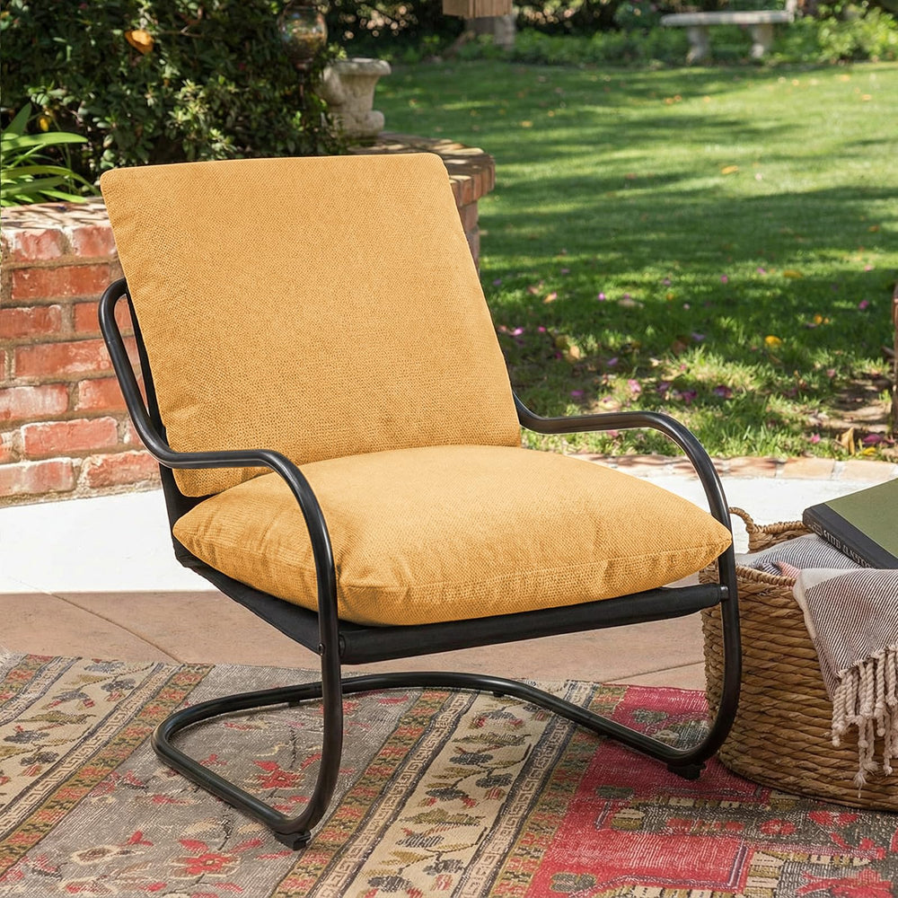 Modern Metal Frame Accent Chair with Upholstered Cushion