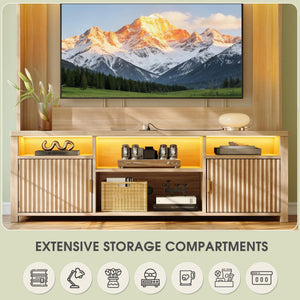 70" Entertainment Center with LED Lights & Charging Station